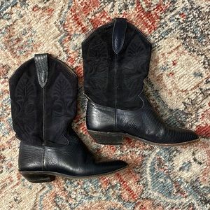 Navy Blue Cowboy Boots (Suede and Leather)